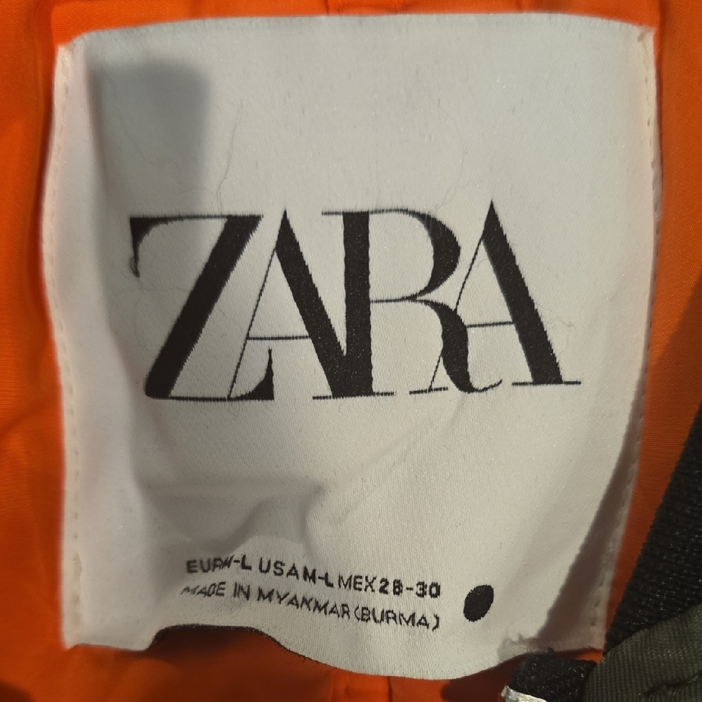 Zara Khaki Bomber Jacket with Orange Lining - Picture 2 of 5